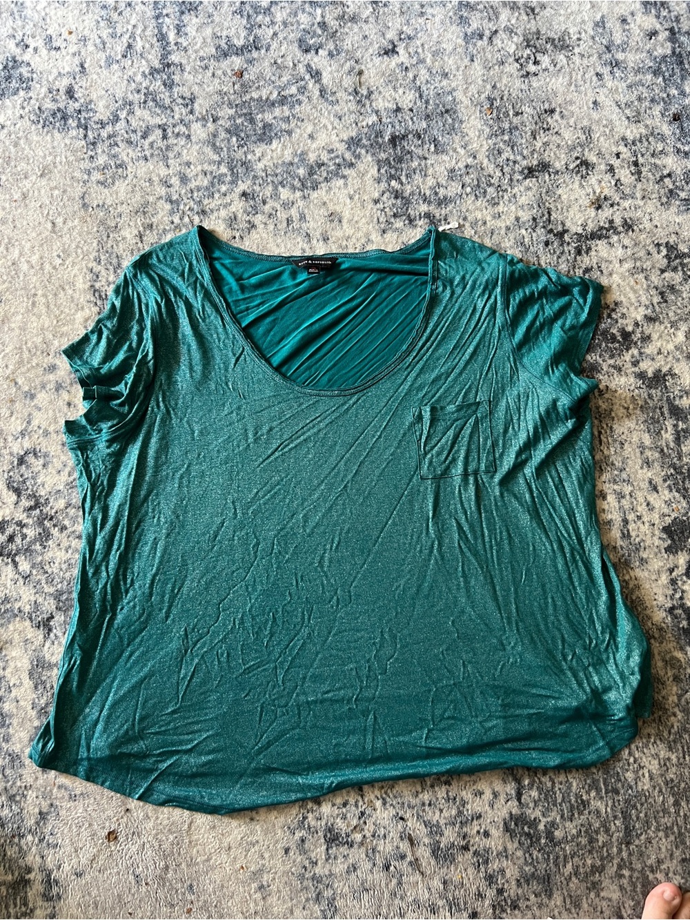 Rock & Republic Teal Scoop Neck Pocket Tee
